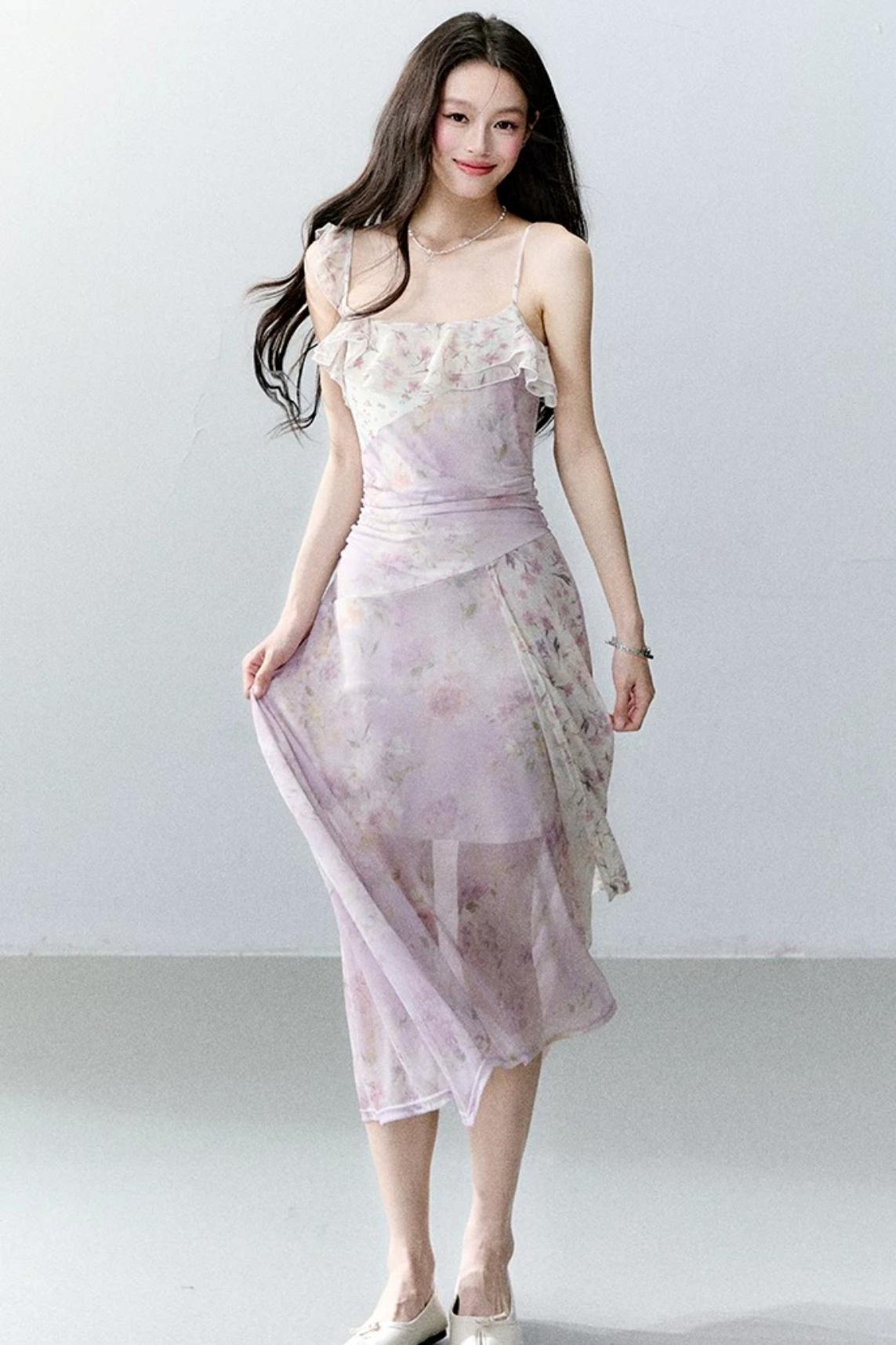 Wisteria Mesh Slip Dress