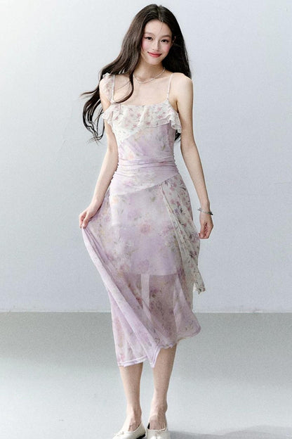 Wisteria Mesh Slip Dress