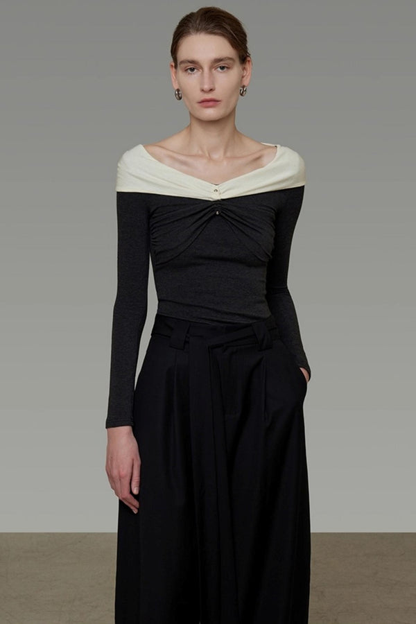 Elegant Collar Knitwear Top