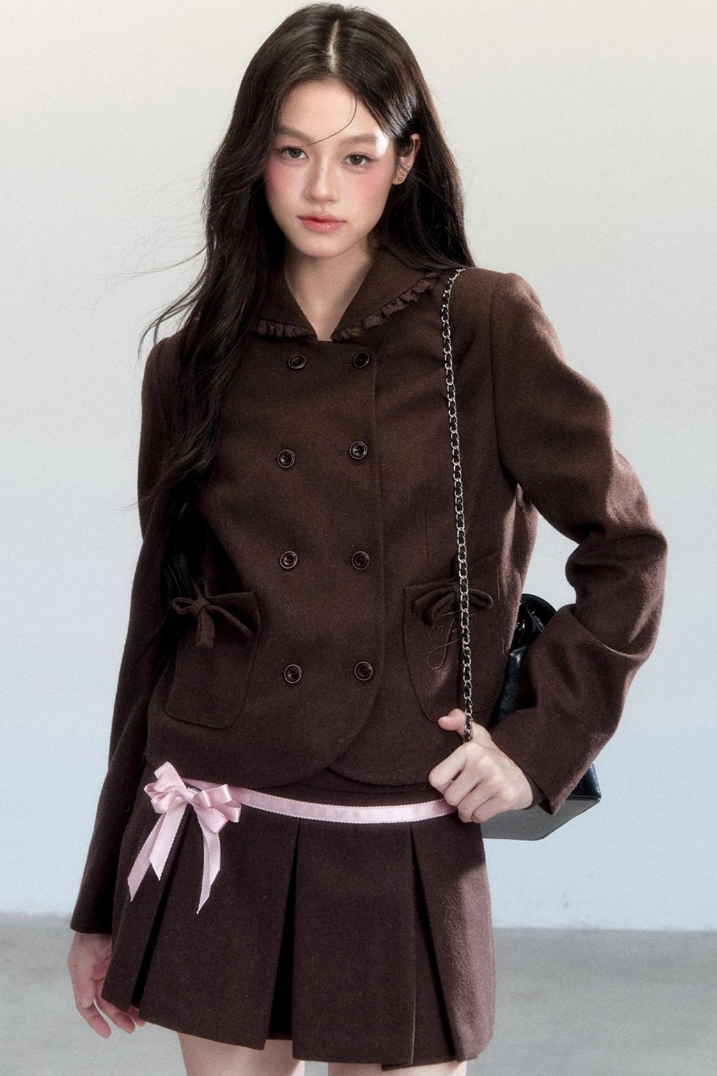 Warm Butterfly Pleated Skirt Set-Up