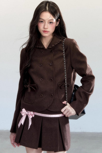 Warm Butterfly Pleated Skirt Set-Up