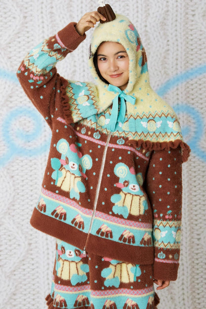 Yellow Bear Knitted Cape Hat