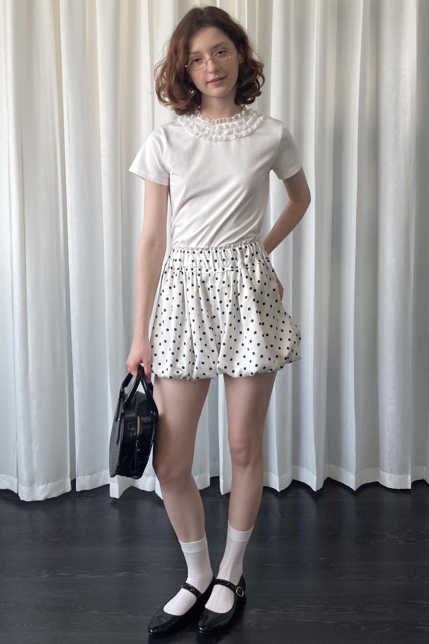 Ruffled Lace Neck T-Shirt