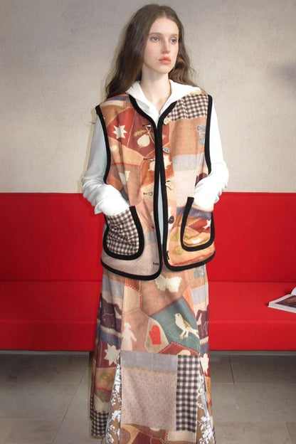 Fischschwanzrock mit Retro-Print