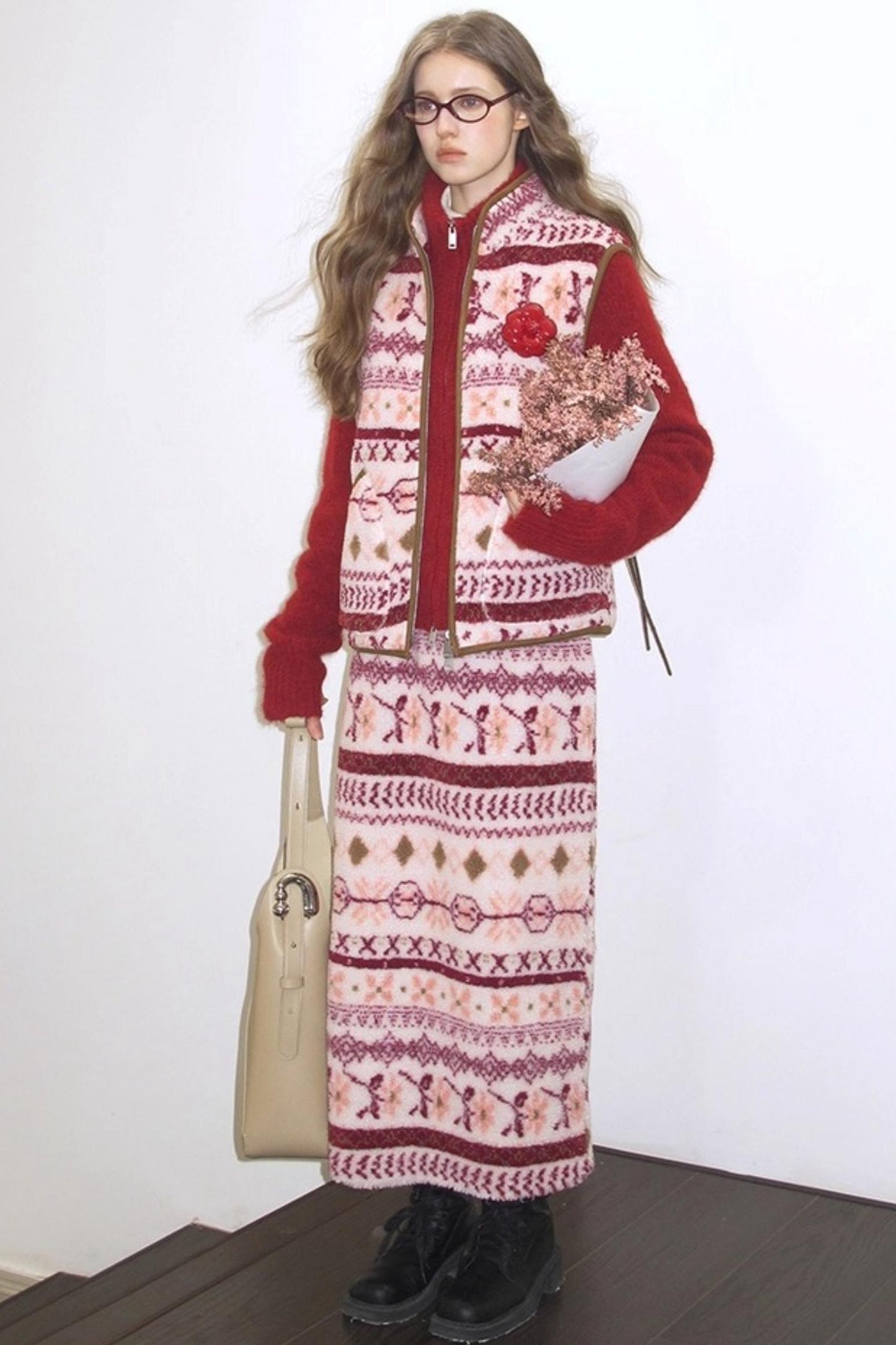 Quetzal Red Alpaca Wool Cardigan