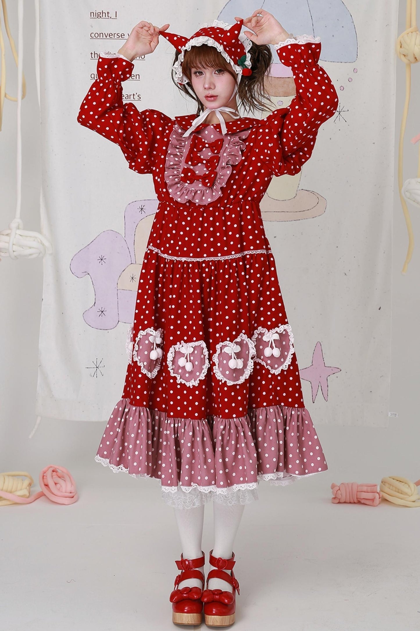 Vintage Christmas Polka Dot Lolita Dress
