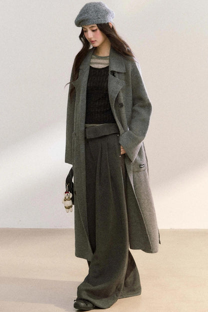 Elegant Knitted Double-Breasted Coat