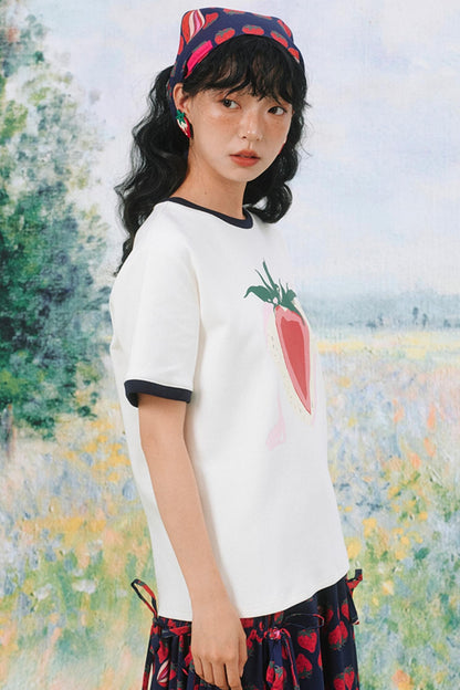 Cream Berry Milk White T-Shirt