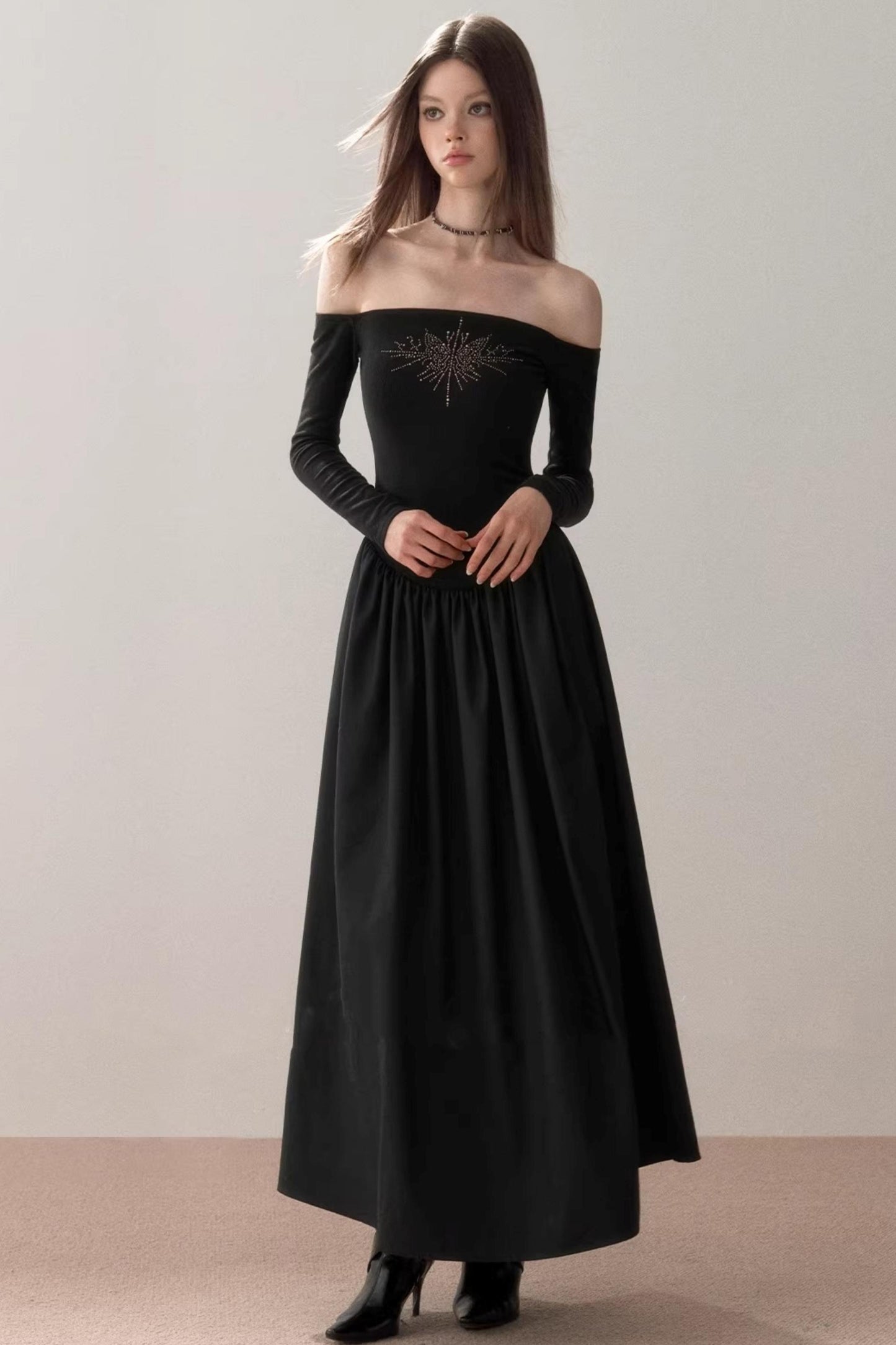 One-Shoulder Rhinestone Dress