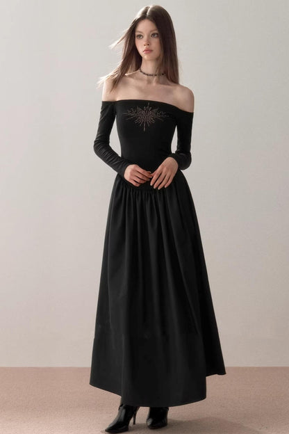 One-Shoulder Rhinestone Dress