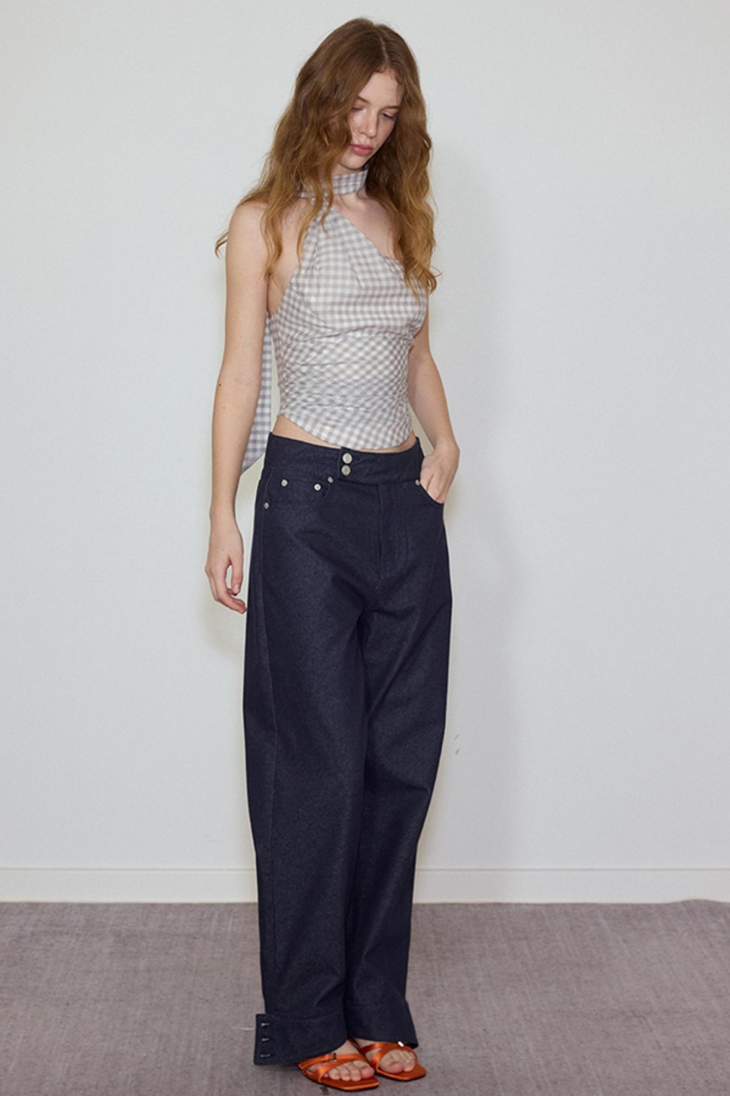 Plaid Silk Blend Suspender Set-Up