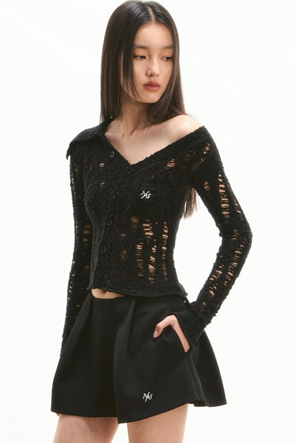 Cutout Knit Cardigan