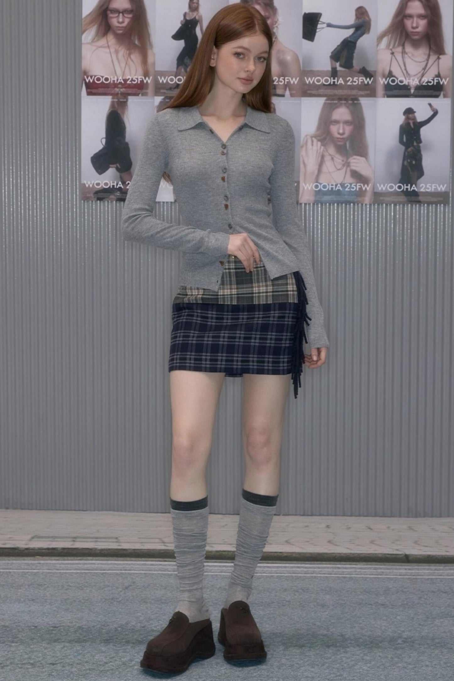 Retro Plaid Spliced Skirt