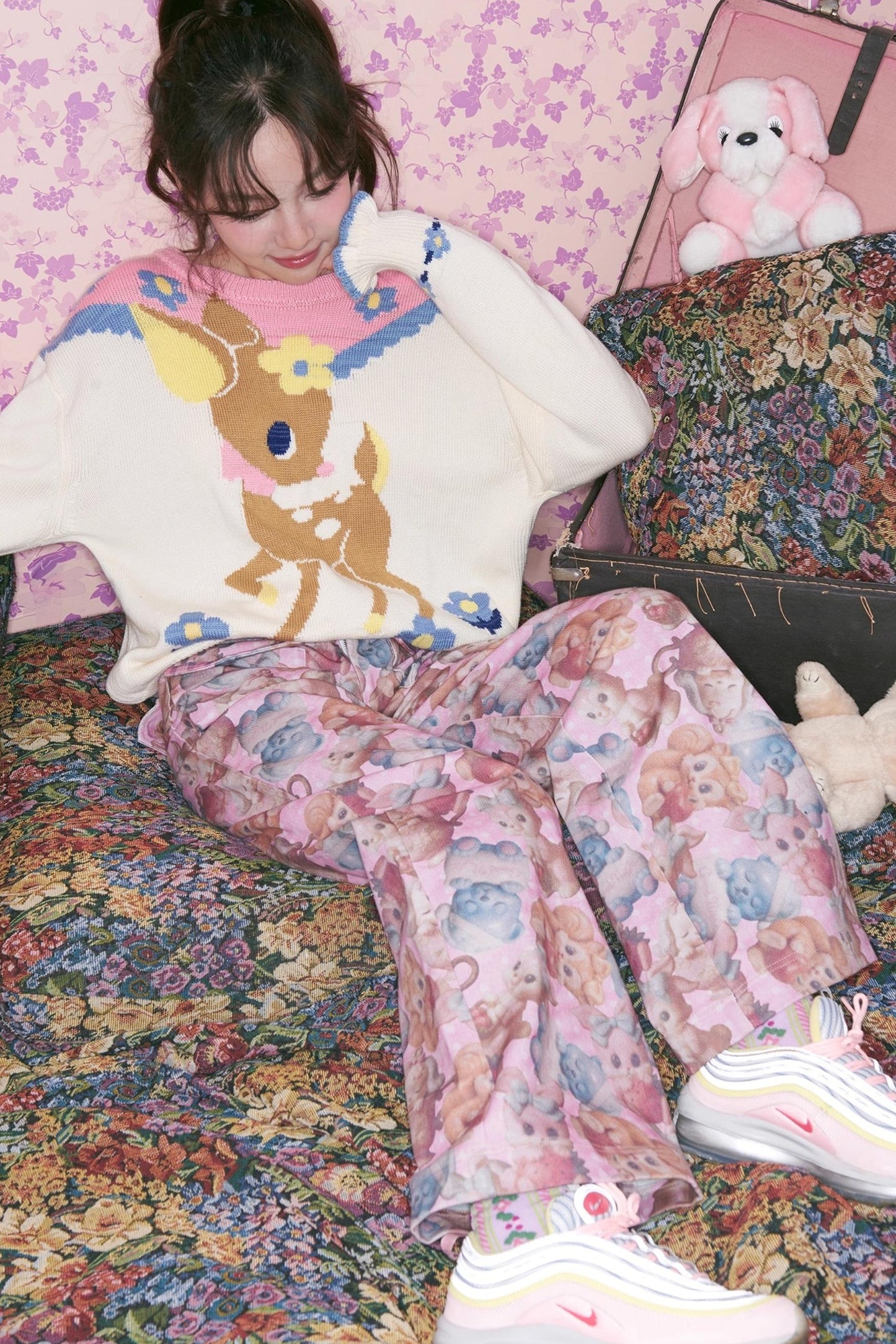 Pink Retro Animal Print Pants