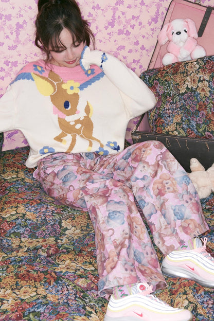 Pink Retro Animal Print Pants