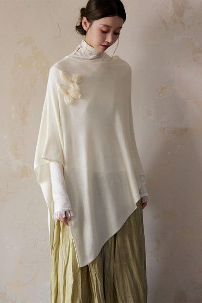 Autumn White Wool Cape