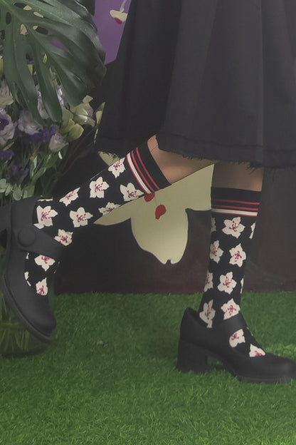 Cherry Blossom Jacquard Socks