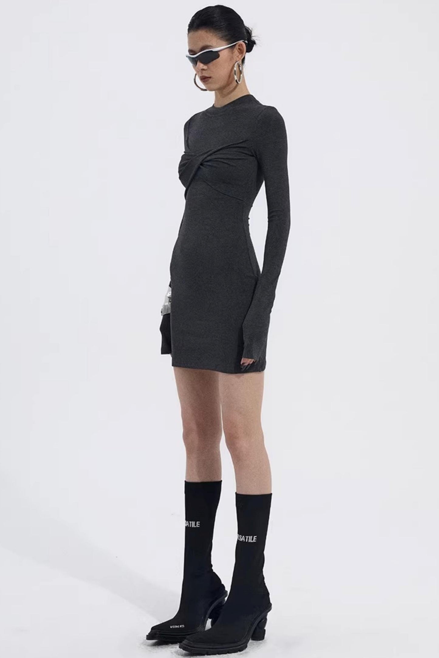Asymmetrical Twist Bodycon Dress
