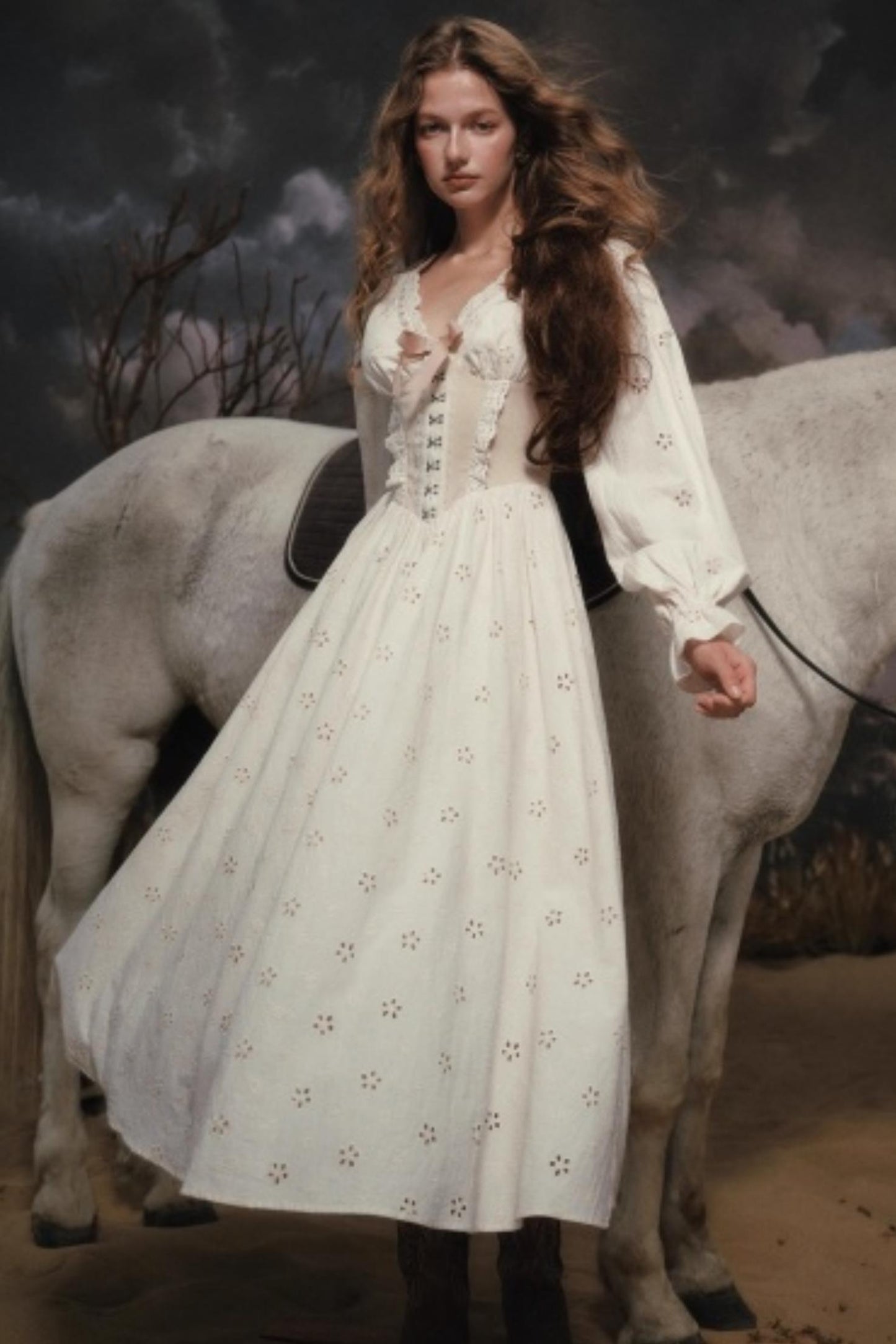 Lacemade V-Neck Denim Dress