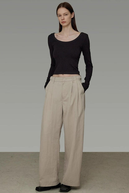 Autumn Drape Wide-Leg Pants