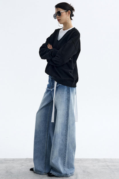 Black V-Neck Winter Top