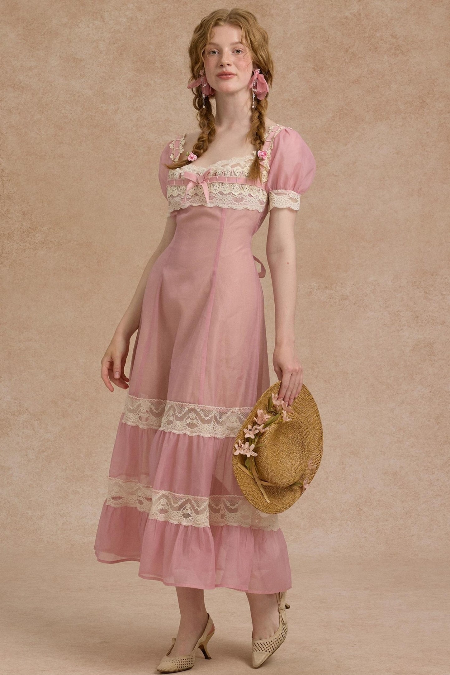 Tulip Satin Ribbon Pink Dress