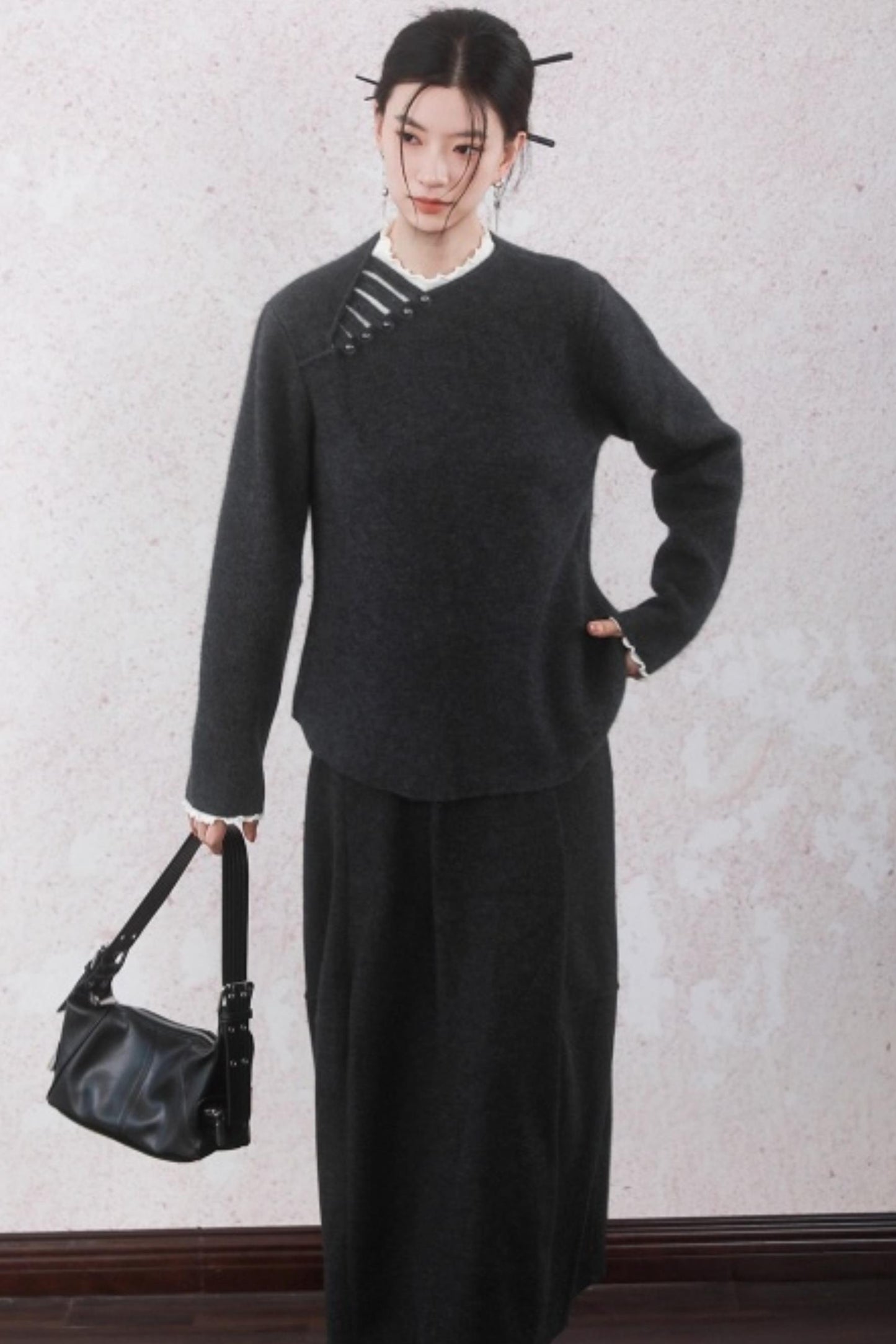 Stone Gray Rabbit Fur Top