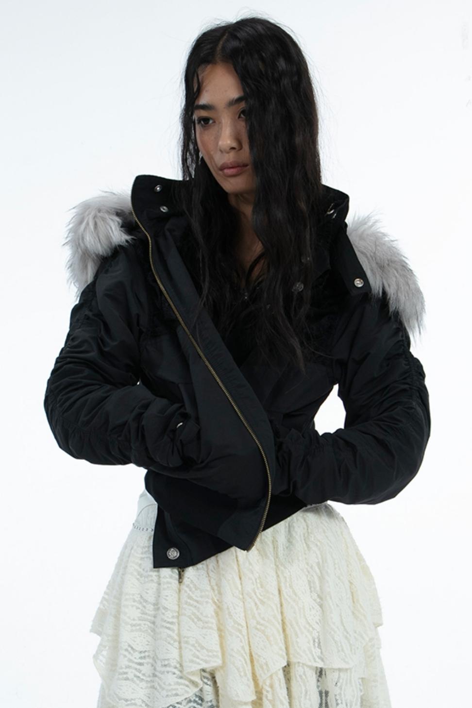 Eco-Fur Fleece Pie Collar Jacket