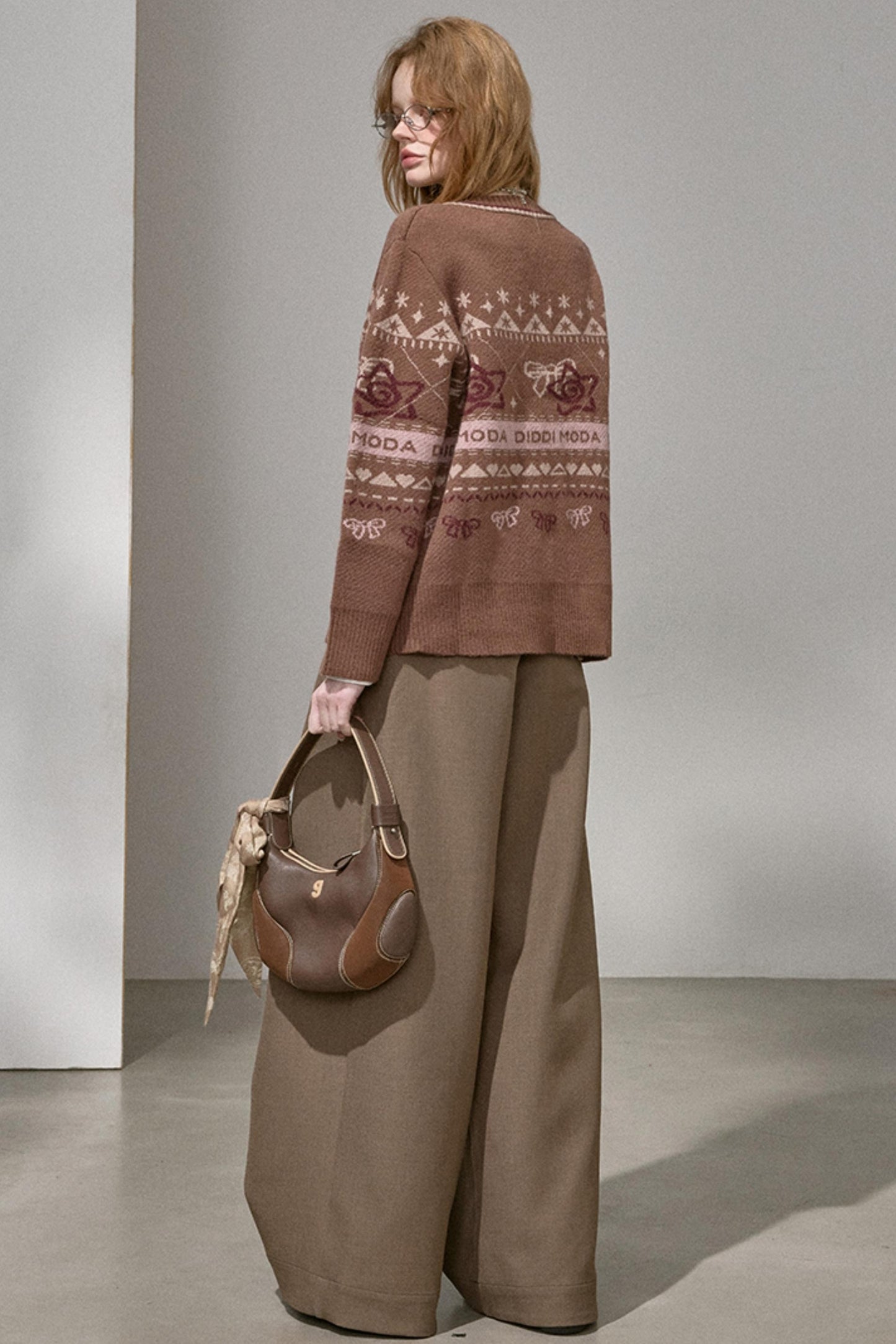 Fair Isle Bow Knit Top