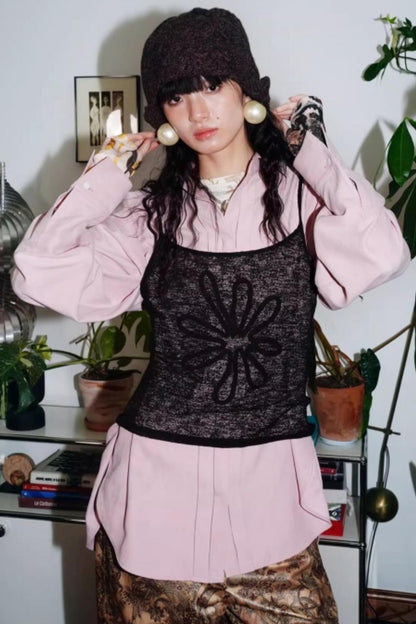 Solid Color Embroidery Vest Top