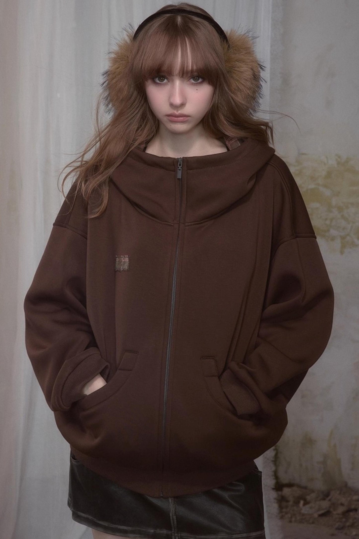 Sweet Lazy Plaid Sweatshirt Jacket