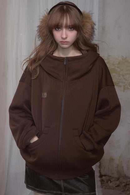 Sweet Lazy Plaid Sweatshirt Jacket