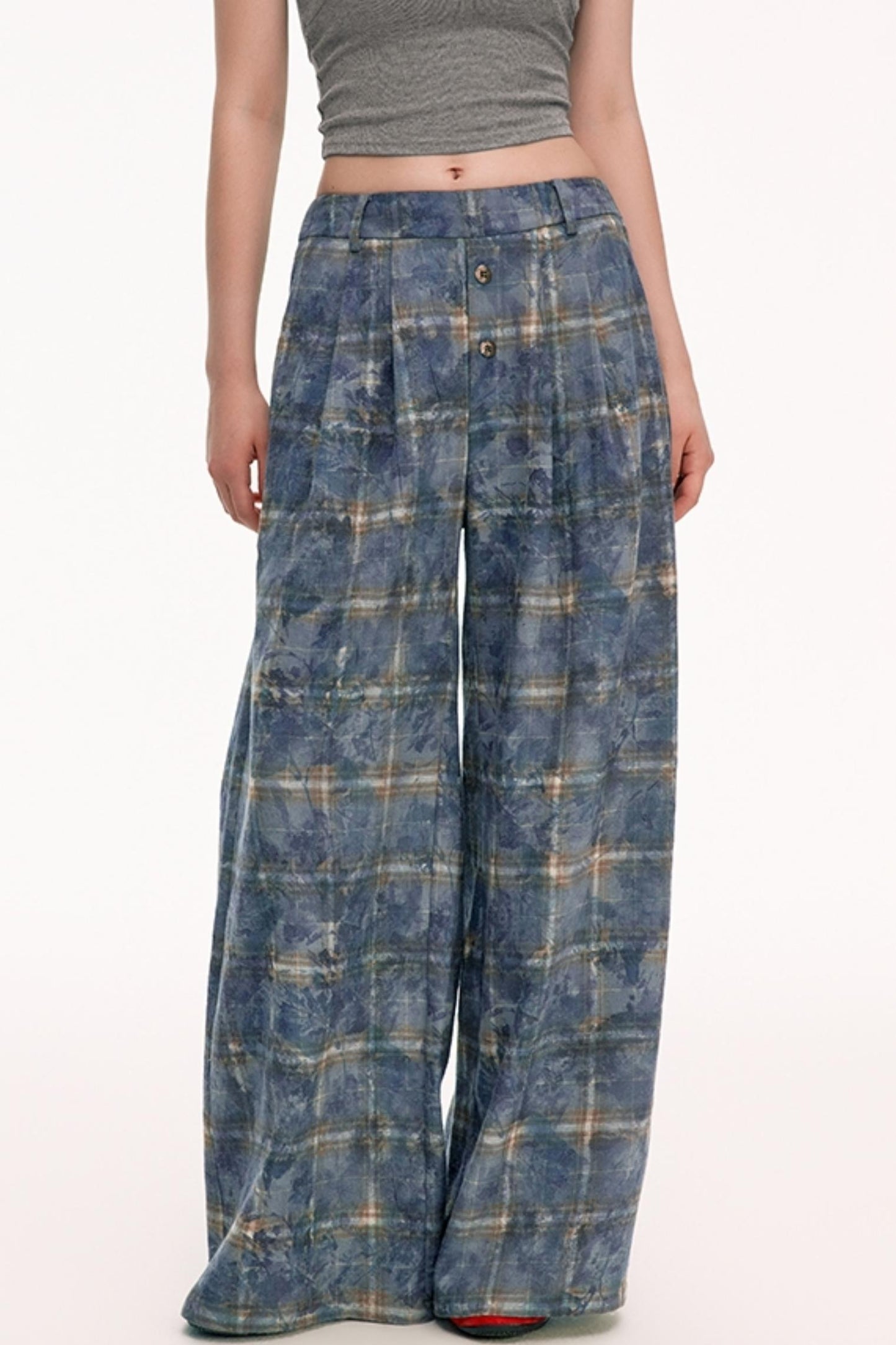 Vintage Check Straight Pants