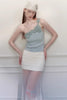 Blaues Bambus-Bustier mit Schleife