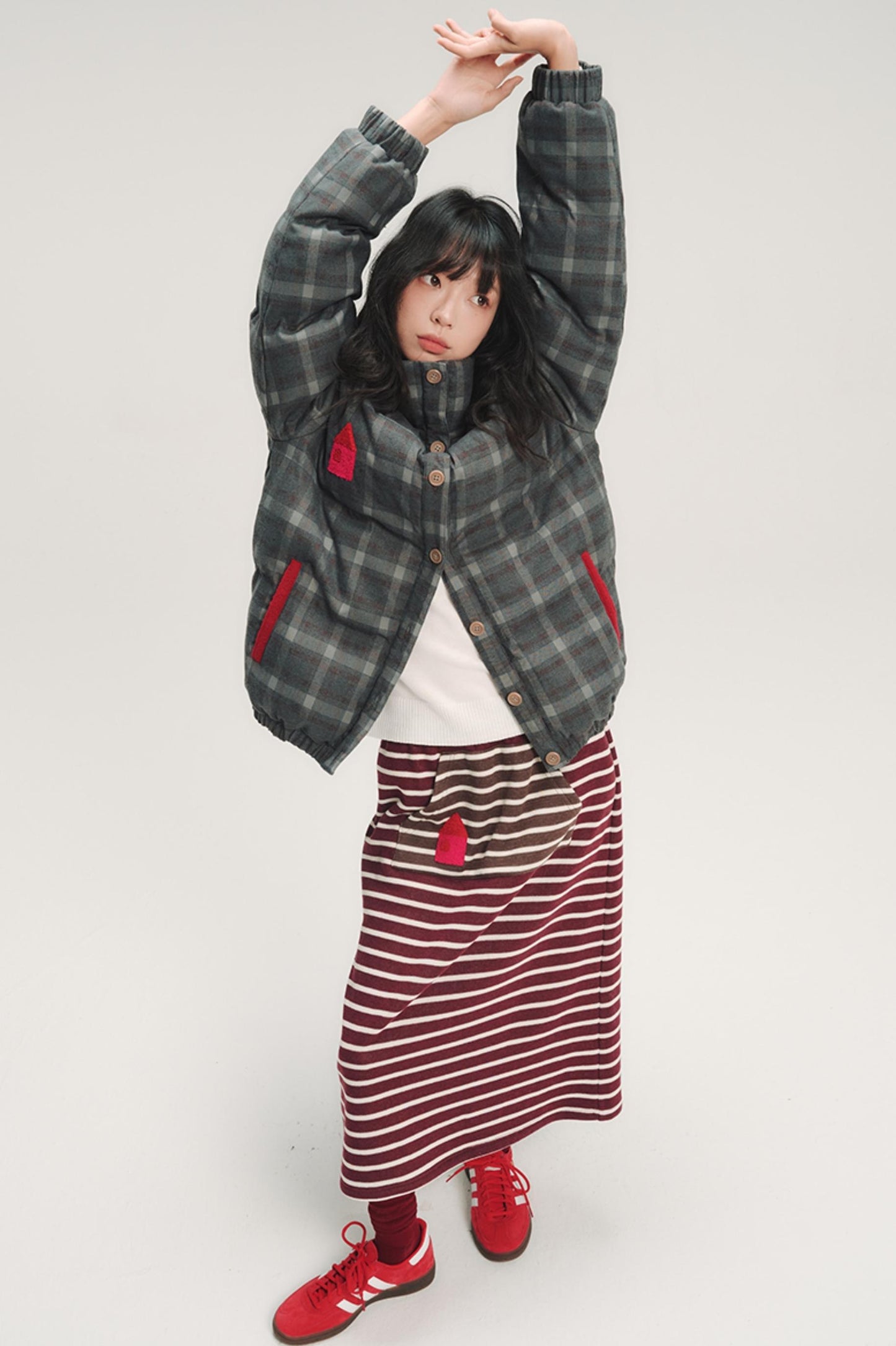 Colorful Embroidery Plaid Jacket