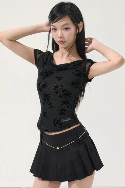 Romantic Velvet Floral Top