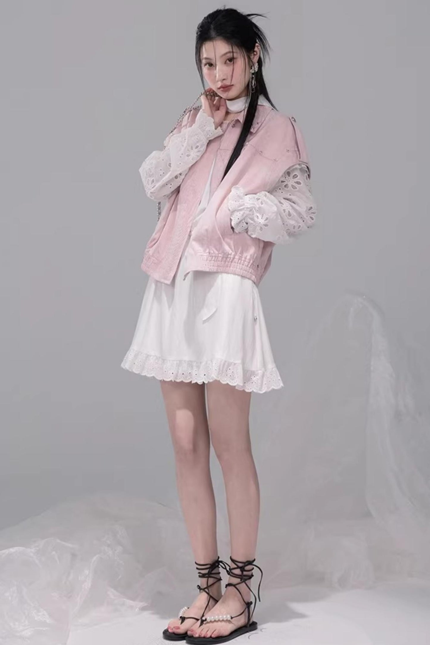 Fog Pink Denim Vest Jacket