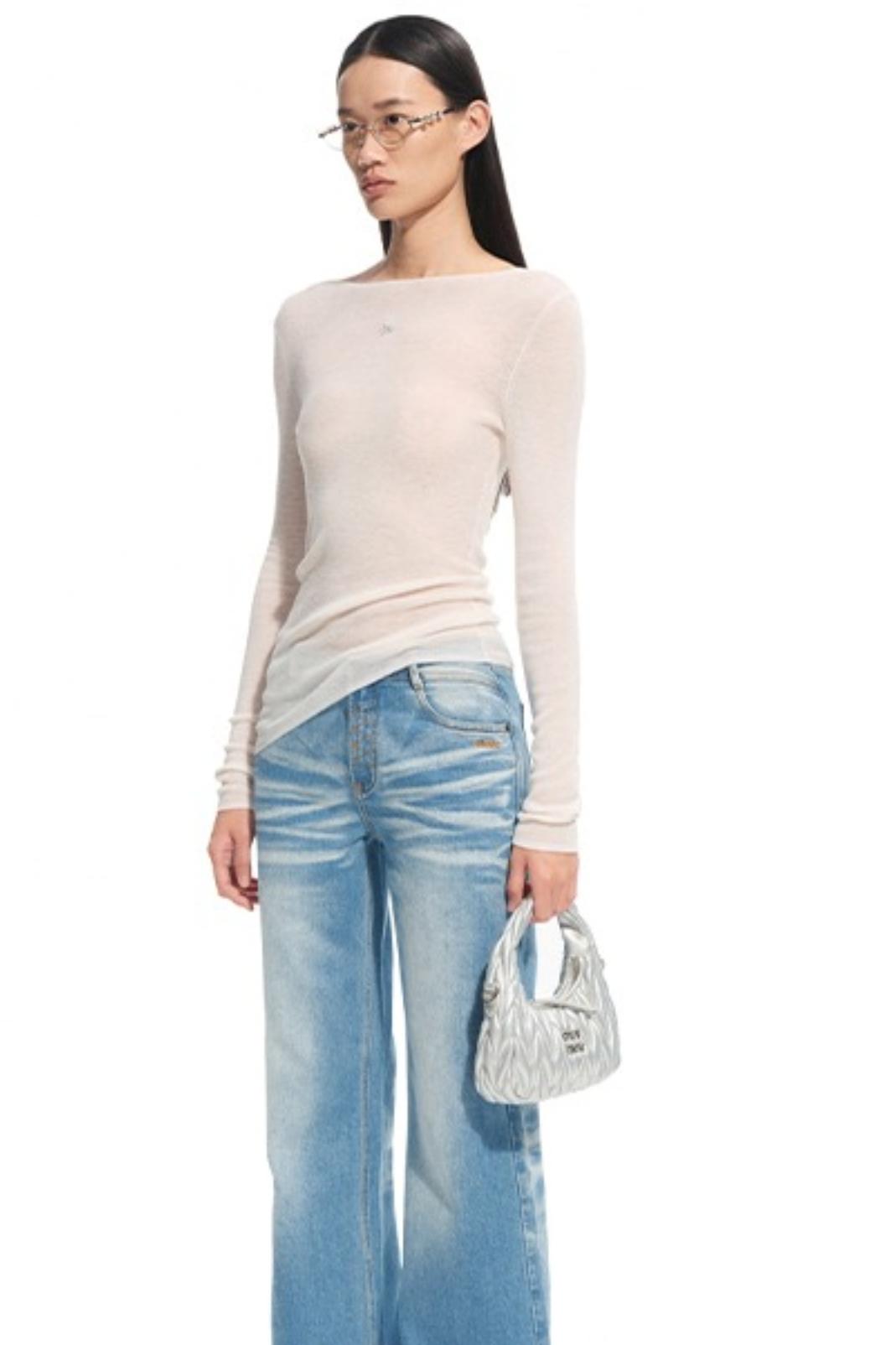 High Neck Long Sleeve Knit Wool Top