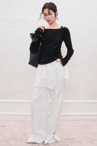 Layered Tuck Wide Pants