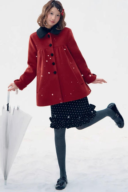 Red Bow Woolen Coat