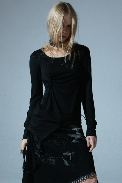 Irregular Hooded Long Sleeve T-Shirt