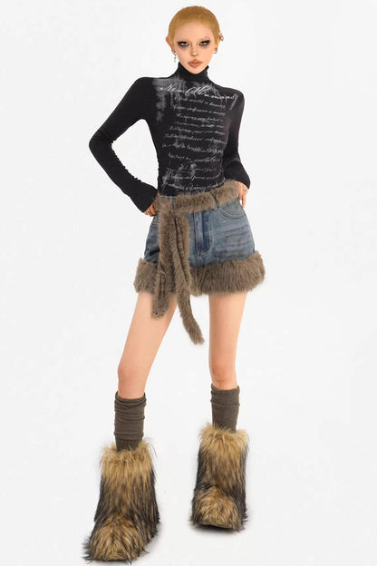 Spicy Girl Patchwork Denim Shorts