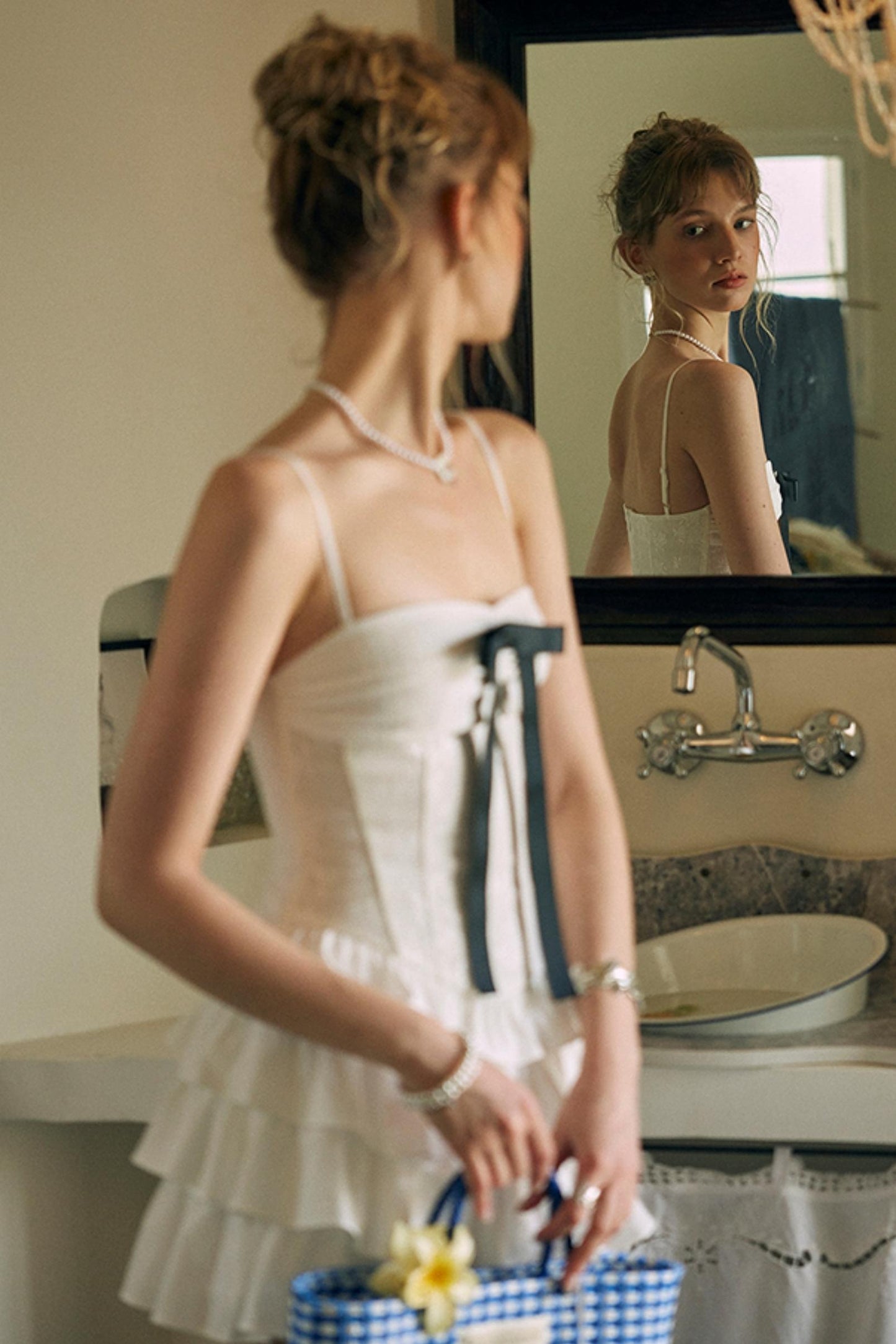 Seine White Lace A-Line Slip Dress