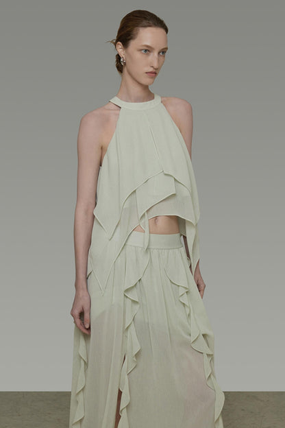 Flutter Belt Midi Skirt