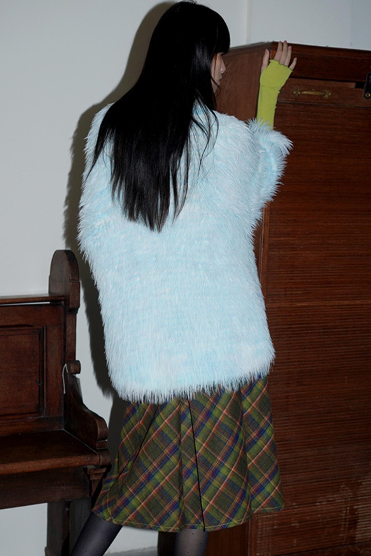 Knitted High-Neck Plush Sweater