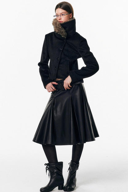 Detachable Fur Wool Coat