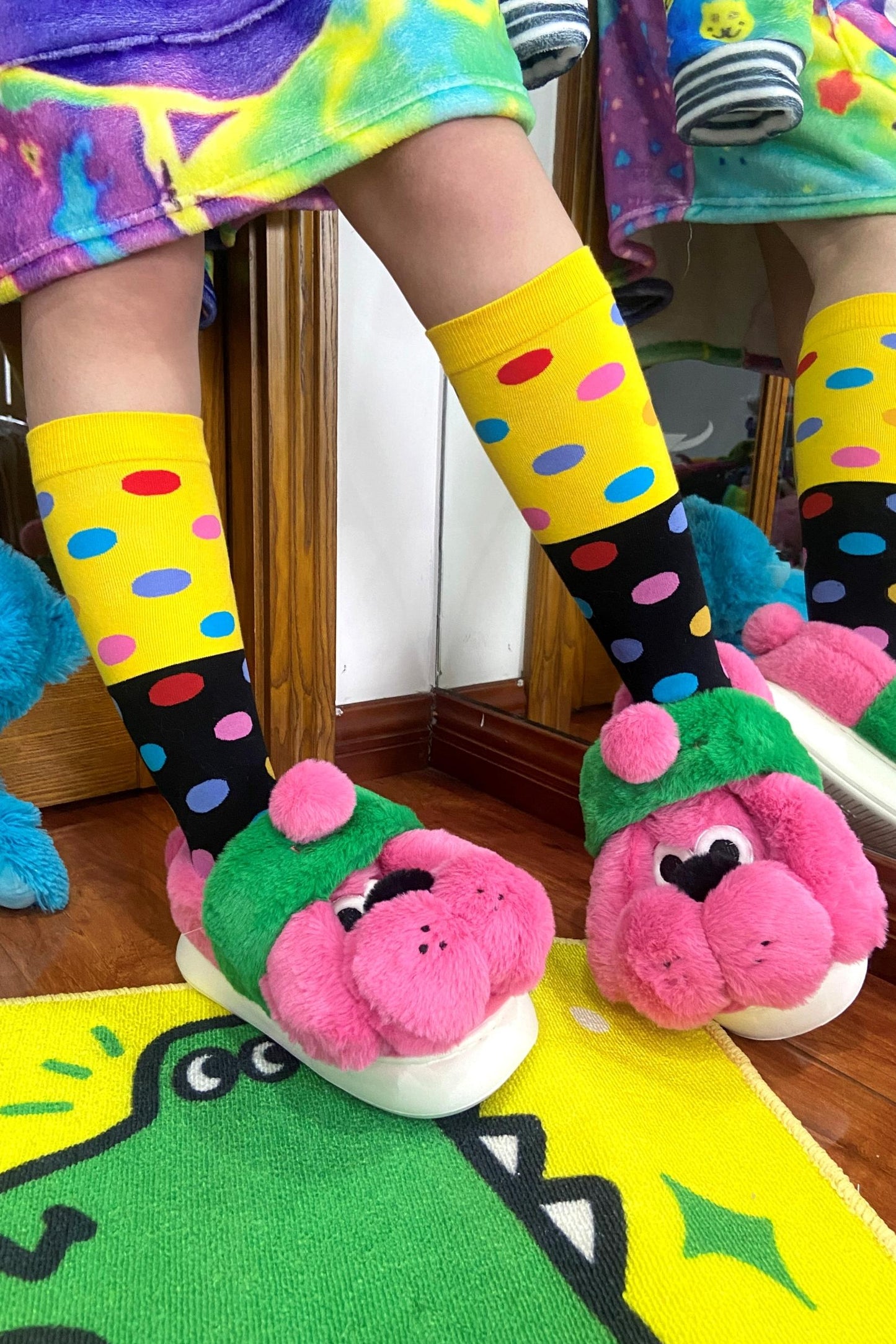 Color-Block Polka Dot Socks