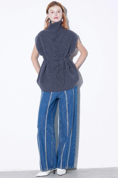 Sheep Wool Cable Knit Vest