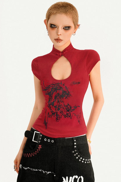 Rotes Millennium-Cheongsam-Oberteil