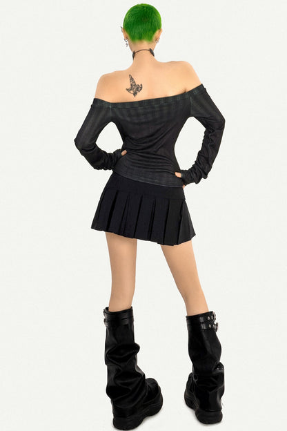 Punk Style Black Pleated Skirt